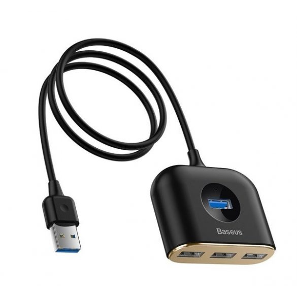 BASEUS USB HUB (pasiv, distribuție, 4 prize USB, cablu 100cm) NEGRU