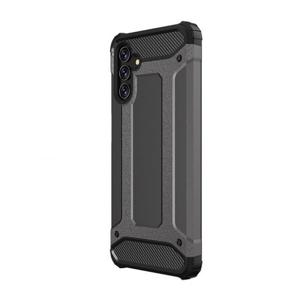 Protector de telefon din plastic Defender (rezistență medie la impact, colț cu pernă de aer, interior din silicon, efect metalic) NEGRU Samsung Galaxy A13 5G (SM-A136), Samsung Galaxy A04s (SM-A047F)