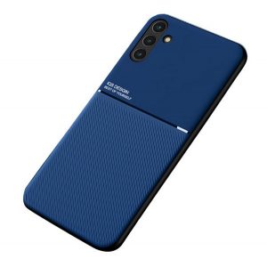 Protecție din plastic pentru telefon (cadru din silicon, rezistență medie la impact, placă metalică încorporată, spate cu efect piele, model în dungi) ALBASTRU ÎNCHIS Samsung Galaxy A13 5G (SM-A136), Samsung Galaxy A04s (SM-A047F)