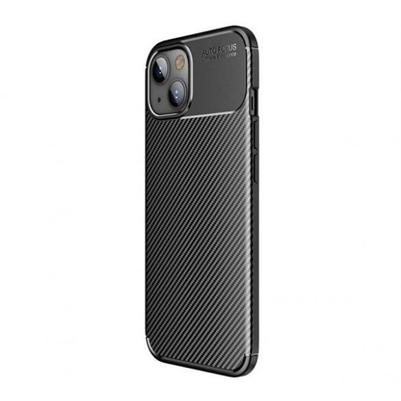 Protectie din silicon pentru telefon (rezistenta la impact, colt cu perna de aer, model carbon) NEGRU Apple iPhone 13