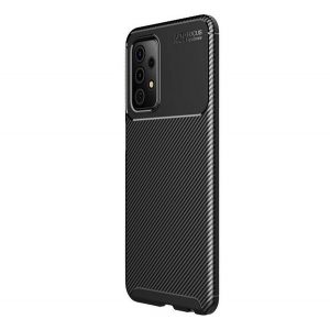 Protector de telefon din silicon (rezistență medie la impact, colț cu pernă de aer, model carbon) NEGRU Samsung Galaxy A52 4G (SM-A525F), Samsung Galaxy A52s 5G (SM-A528), Samsung Galaxy A52 5G (SM-A526F)