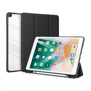 DUX DUCIS TOBY Husă în picioare, efect piele (FLIP activ, deschidere laterală, TRIFOLD, suport Apple Pencil) NEGRU Apple IPAD 9.7 (2017) , Apple IPAD 9.7 (2018)