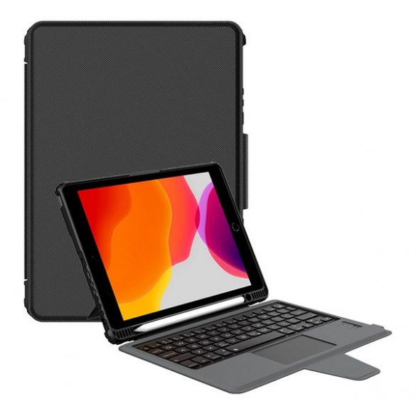 Husă de protecție pentru tastatură NILLKIN BUMPER COMBO (magnetică, QWERTY, limba engleză, suport pentru creion) NEGRU Apple IPAD 10.2 (2019), Apple IPAD 10.2 (2020), Apple IPAD 10.2 (2021)