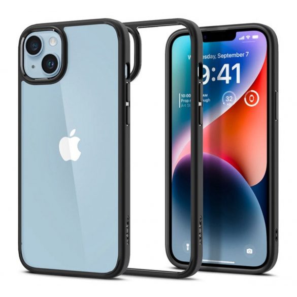 Protectie de telefon din plastic SPIGEN ULTRA HYBRID (rezistenta la impact mediu, cadru perna de aer din silicon) NEGRU Apple iPhone 14 Pro Max