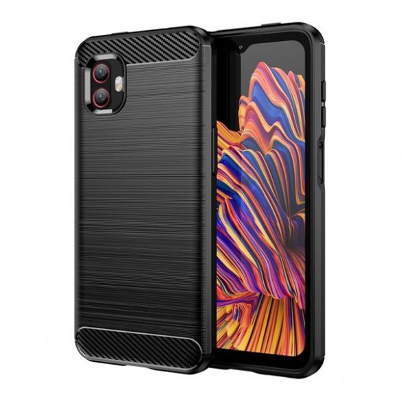 Husă silicon pentru telefon (rezistent la impact mediu, bubble heel, periat, model de carbon) negru Samsung Galaxy XHusă 6 Pro (SM-G736)