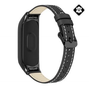 Curea de schimb (dimensiune personalizata, piele naturala) NEGRA Xiaomi Mi Band 7