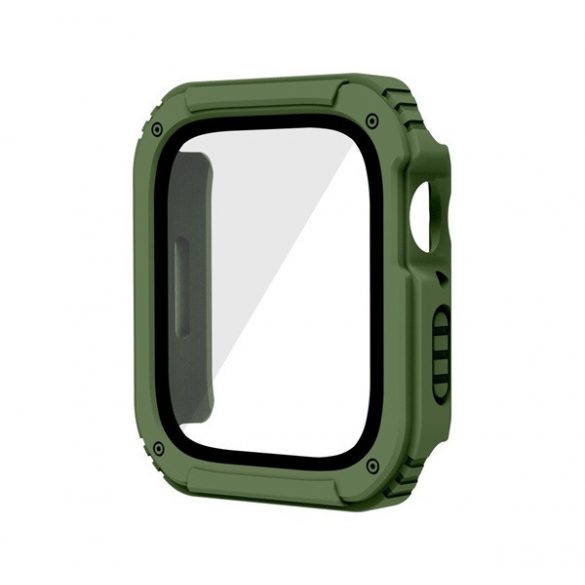 Cadru din plastic (rezistent la impact + sticlă de protecție a ecranului) VERDE ÎNCHIS Apple Watch Series 3 42mm, Apple Watch Series 1 42mm, Apple Watch Series 2 42mm