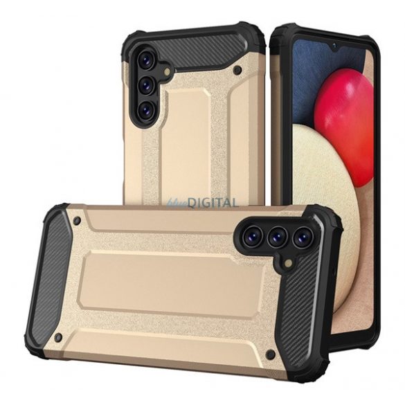 Protector de telefon din plastic Defender (rezistență medie la impact, colț cu pernă de aer, interior din silicon, efect metalic) GOLD Samsung Galaxy A13 5G (SM-A136), Samsung Galaxy A04s (SM-A047F)