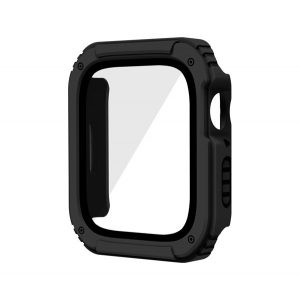 Cadru din plastic (rezistent la impact + sticla protectoare pentru ecran) NEGRU Apple Watch Series SE 44mm