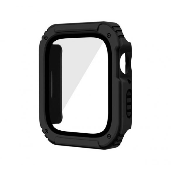 Cadru din plastic (rezistent la impact + sticla protectoare pentru ecran) NEGRU Apple Watch Series SE 44mm