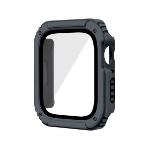 Cadru din plastic (BUMPER, rezistent la impact + sticlă de protecție a ecranului) GREY Apple Watch Series 7 45mm