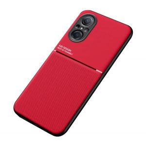 Protecție din plastic pentru telefon (cadru din silicon, rezistență medie la impact, placă metalică încorporată, spate cu efect de piele, model cu dungi) PIROS Huawei Nova 9 SE