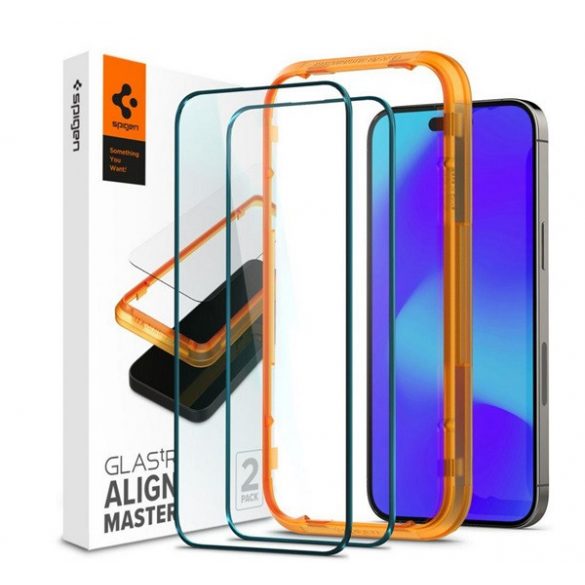 SPIGEN ALM FC sticla de protectie pentru ecran 2 buc (2.5D, foarte rezistent la zgarieturi, 9H, ultra-subtire, evidentiere de culoare) NEGRU Apple iPhone 14 Pro Max