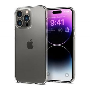 Protector de telefon din silicon SPIGEN LIQUID CRYSTAL (rezistent mediu la impact, colț cu pernă de aer) TRANSPARENT Apple iPhone 14 Pro Max