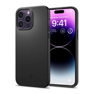 Protector de telefon din plastic SPIGEN THIN FIT (mat, ultrasubțire, protecție pentru cameră) NEGRU Apple iPhone 14 Pro