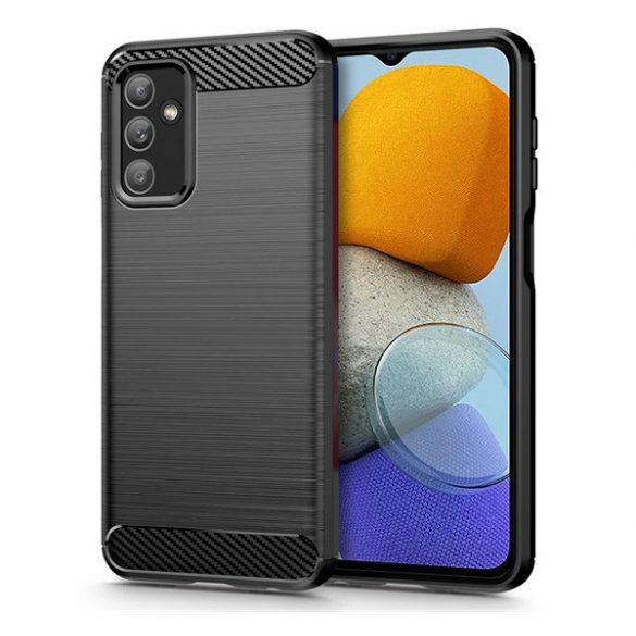 protecțiede telefon din silicon (rezistent la impact mediu, călcâi cu pernă de aer, periat, model de carbon) negru Samsung Galaxy M23 (SM-M236), Samsung Galaxy A23 5G (SM-A236F)