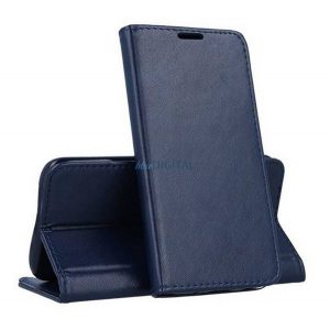 Carcasa in picioare, efect piele (FLIP, deschidere laterala, functie suport birou) ALBASTRU INCHIS Apple iPhone 14 Plus