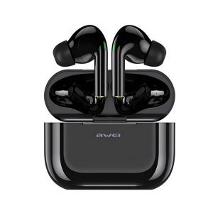 Căști bluetooth AWEI T29 STEREO (v5.0, TWS, filtru de zgomot activ, impermeabil + carcasă de încărcare) NEGRU