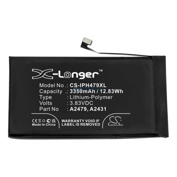 CAMERON SINO Baterie Li-Polimer (3.83V/3350mAh, compatibil Apple A2431) NEGRU Apple iPhone 12 Pro, iPhone 12