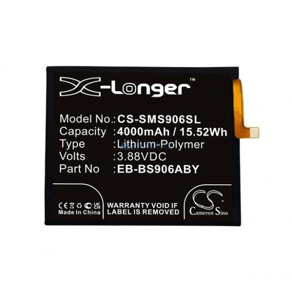 Baterie Li-Polymer CAMERON SINO (3,88V/4000mAh, compatibil cu Samsung EB-BS906ABY) NEGRU Samsung Galaxy S22 Plus 5G (SM-S906)