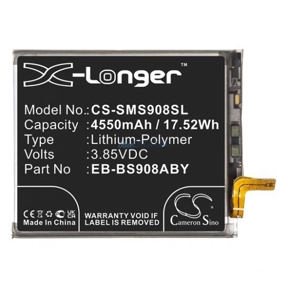 Baterie Li-Polymer CAMERON SINO (3,85V/4550mAh, compatibil cu Samsung EB-BS908ABY) NEGRU Samsung Galaxy S22 Ultra 5G (SM-S908)