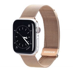 Curea de schimb DUX DUCIS (dimensiune personalizată, mare, aluminiu, milaneză, magnetică) GOLD Apple Watch Series SE 44mm, Apple Watch Series 2 42mm, Apple Watch Series 3 42mm, Apple Watch Series 4 44mm, Apple Watch Series 5 44mm, Apple Watch Series