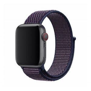 Curea de rezervă DEVIA DELUXE SPORT3 (dimensiune personalizată, mică, textilă, reglabilă) ALBASTRU INDIGO Apple Watch Series SE 2 40mm, Watch Series 9 41mm, Watch Series 8 41mm