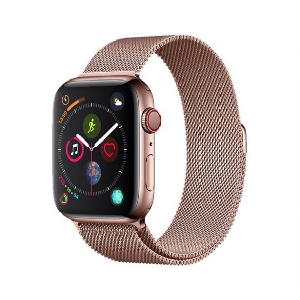 Curea de schimb DEVIA ELEGANT (dimensiune personalizată, mică, metalică, curea Milan, magnetică) ROSE GOLD Apple Watch Series 2 38mm, Apple Watch Series 4 40mm, Apple Watch Series 5 40mm, Apple Watch Series 6 40mm, Apple Watch Series SE 40mm, Apple 