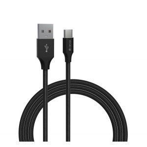 Cablu de date DEVIA GRACIOUS (USB - Type-C, 2.1A, încărcător rapid, 200cm) NEGRU