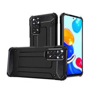 Protector de telefon din plastic Defender (rezistenta medie la impact, colt cu perna de aer, interior din silicon, efect metalic) NEGRU Xiaomi Redmi Note 11 4G (Redmi Note 11S)