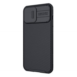 NILLKIN CAMSHIELD PRO plastic telefon protecție(cadru de silicon, mediu rezistent la șocuri, protecție aparat de fotografiat, model cu dungi) negru Apple iPhone 14 Pro Max