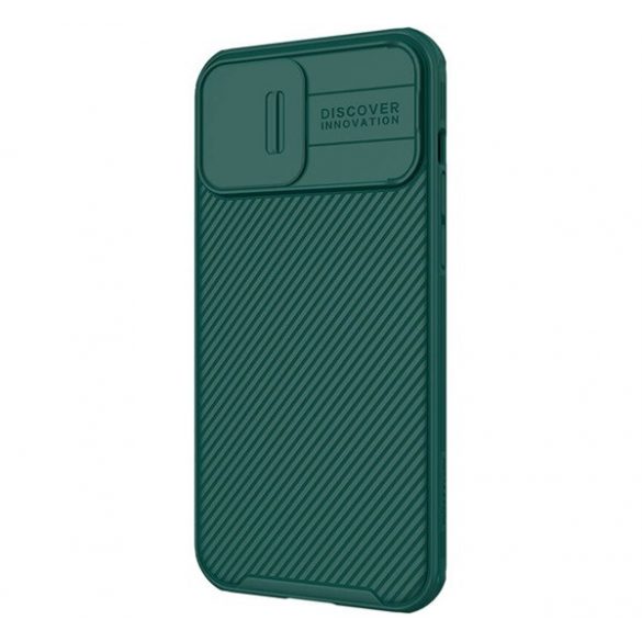 Protector de telefon din plastic NILLKIN CAMSHIELD PRO (cadru din silicon, rezistenta medie la impact, protectie camera, model in dungi) VERDE INCHIS Apple iPhone 14 Pro