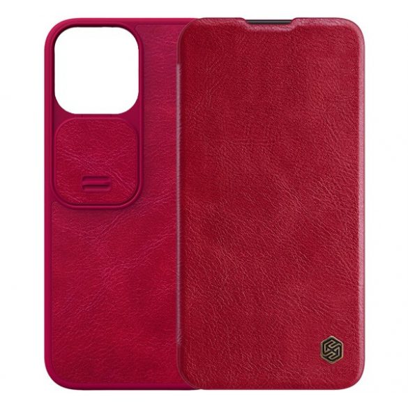 Husa NILLKIN QIN PRO in picioare, efect piele (FLIP, deschidere laterala, suport card bancar, protectie camera) RED Apple iPhone 14 Pro