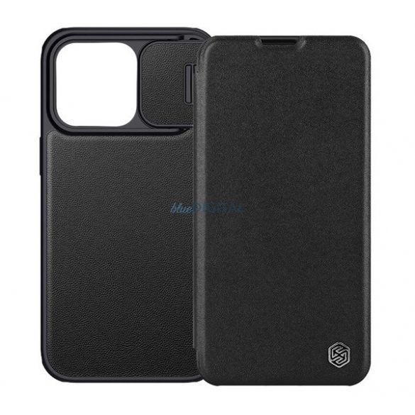 Husa NILLKIN QIN PRO in picioare, efect piele fina (FLIP, deschidere laterala, suport card bancar, protectie camera) NEGRU Apple iPhone 14 Pro Max