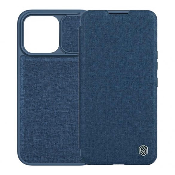 NILLKIN QIN PROHusăpermanentă, efect textil (FLIP, deschidere laterală, suport pentru carduri de credit, protecție pentru cameră) BREECH Apple iPhone 14 Pro Max