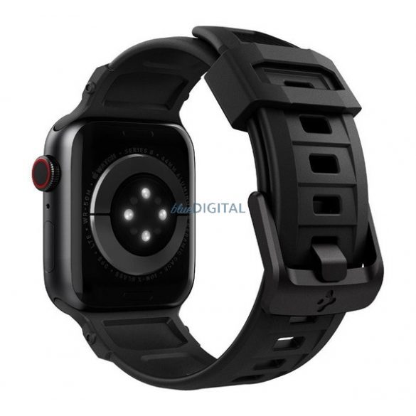 Curea de schimb SPIGEN RUGGED (dimensiune personalizată, mică, din silicon, reglabilă, model carbon) NEGRU Apple Watch Series 3 38 mm, Apple Watch Series 2 38 mm, Apple Watch Series 1 38 mm, Apple Watch Series SE 40 mm, Apple Watch Series 6 40 mm, A