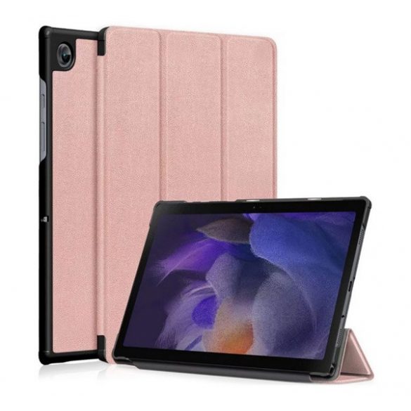 Husă stativă, efect piele (FLIP, deschidere laterală, funcție suport desktop TRIFOLD) GOLDEN RUSAL Samsung Galaxy Tab A8 10.5 LTE (2021) SM-X205, Samsung Galaxy Tab A8 10.5 WIFI (2021) SM-X200