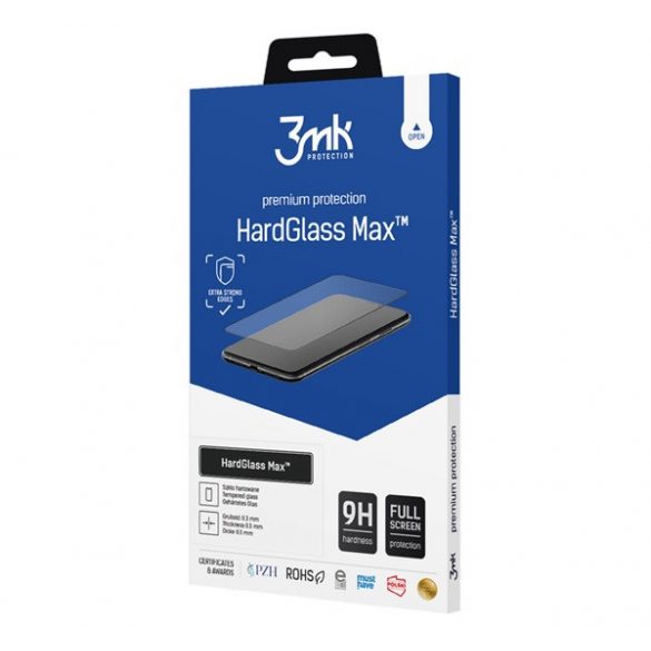 Sticlă de protecție pentru ecran 3MK HARD GLASS MAX (3D, pentru carcasă, 9H) NEGRU Apple iPhone SE 3 (2022), iPhone 8 4.7, iPhone SE 2 (2020)