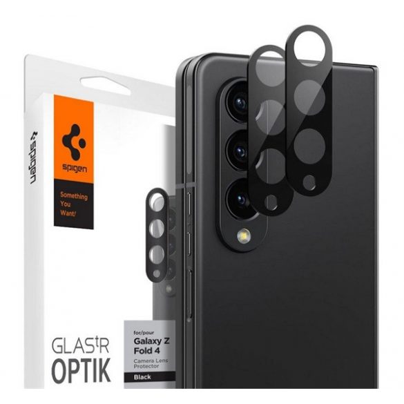 SPIGEN OPTIK sticlă de protecție a camerei foto 2pcs (margine rotunjită, rezistentă la zgârieturi, 9H) negru Samsung Galaxy Z Fold4 5G (SM-F936)