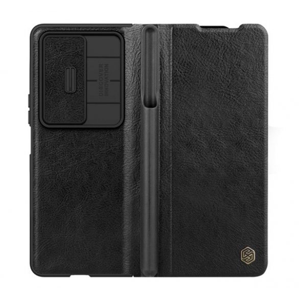 NILLKIN QIN PRO husă în picioare, efect de piele fină (FLIP, deschidere laterală, suport pentru carduri de credit, protecția camerei) negru Samsung Galaxy Z Fold4 5G (SM-F936)