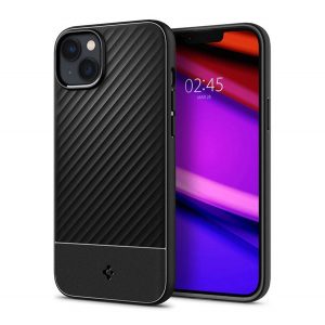 Protectie de telefon din silicon SPIGEN CORE ARMOR (rezistenta la impact mediu, protectie camera, model in dungi) NEGRU Apple iPhone 14 Plus