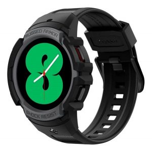 Curea de rezervă SPIGEN RUGGED ARMOR PRO (dimensiune personalizată, silicon, rezistență la șoc + cadru din silicon) DARK GREY Samsung Galaxy Watch 5 44mm (SM-R910), Samsung Galaxy Watch 4 44mm (SM-R870), Samsung Galaxy Watch 4 eSIM 44mm (SM) - R875)