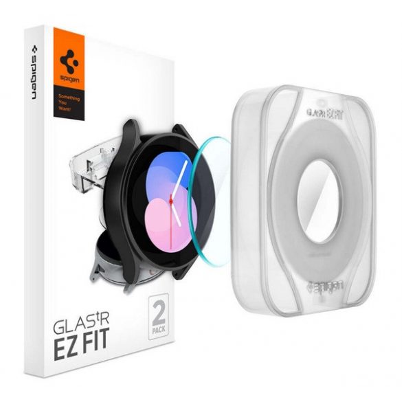 SPIGEN EZ FIT folie sticlă protecție ecran2pcs (2.5D, husă-friendly, ultra-subțire, 0.2mm, 9H + cadru) pentru Samsung Galaxy Watch 4 eSIM 40mm (SM-R865), Samsung Galaxy Watch 4 40 mm (SM-R860), Samsun