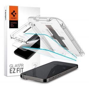 SPIGEN EZ FIT HD sticla de protectie pentru ecran 2buc (2.5D, prietenos cu carcasa, ultra-subtire, 0.2mm, 9H + cadru auxiliar) TRANSPARENT Apple iPhone 14 Pro