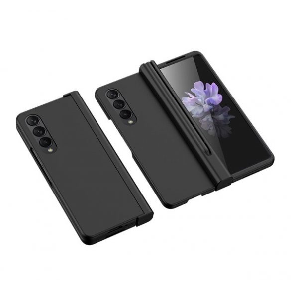 Protectie din plastic pentru telefon (mat, rezistent la impact mediu, premium + sticla protectoare pentru ecran, suport stilou) NEGRU Samsung Galaxy Z Fold4 5G (SM-F936)