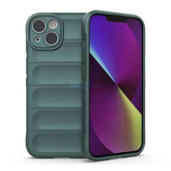 Protector de telefon din silicon (rezistență medie la impact, protecție pentru cameră, model 3D) VERDE ÎNCHIS Apple iPhone 14 Plus