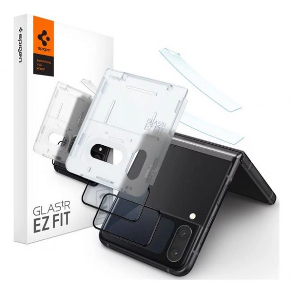 SPIGEN FC sticla de protectie pentru ecran 2buc (2.5D, fara amprenta, foarte rezistent la zgarieturi, 9H, ultra-subtire, 0.3mm, evidentiere de culoare) NEGRU Samsung Galaxy Z Flip4 5G (SM-F721)