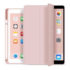 Husă în picioare, efect piele (FLIP activ, deschidere laterală, TRIFOLD, suport birou, suport creion) ROZ Apple IPAD Air 2022, Apple IPAD Air 2020 (Air 4)