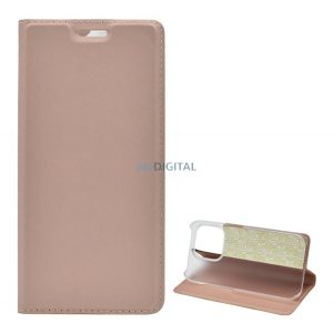 Carcasa in picioare, efect piele (FLIP, deschidere laterala, functie suport pentru masa) ROSE GOLD 2 Apple iPhone 14 Plus