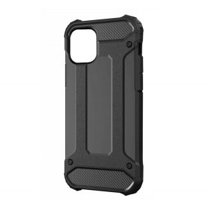 Protector de telefon din plastic Defender (rezistenta medie la impact, colt cu perna de aer, interior din silicon, efect metalic) NEGRU Apple iPhone 14